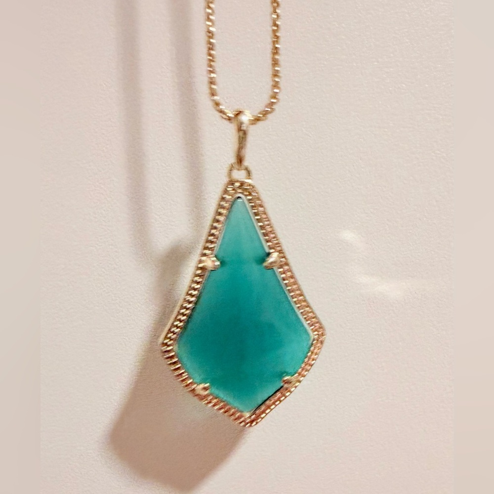 Kendra Scott Gold and Teal Pendant Necklace